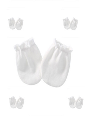 Set of 5 Pairs Cotton High quality No Scratch Baby Gloves Mittens 0-6M